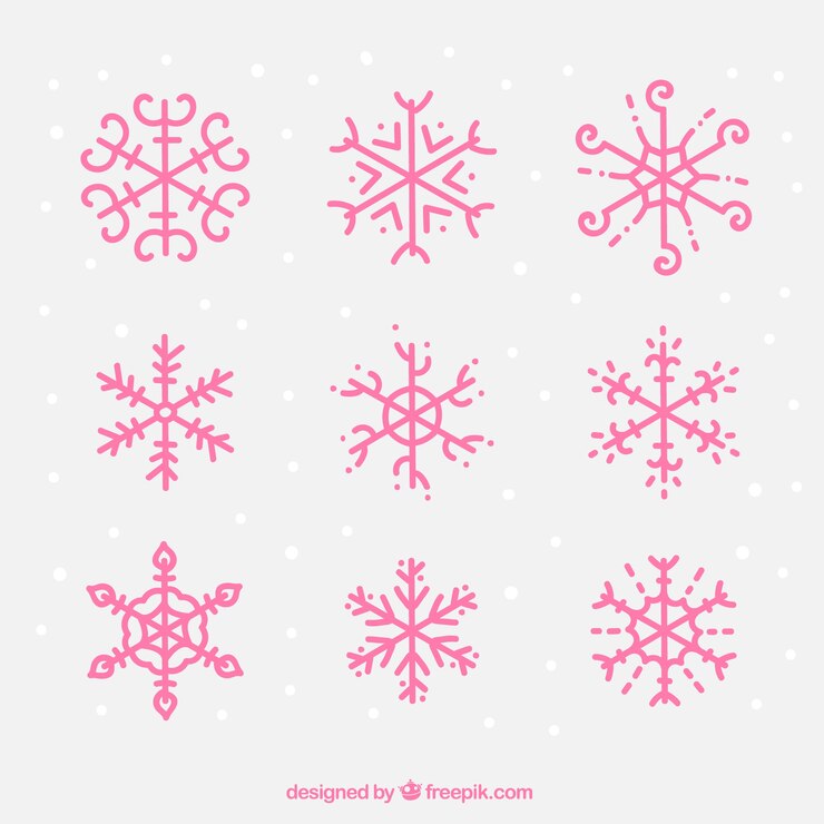 Vetor grátis flocos de neve cor-de-coleção