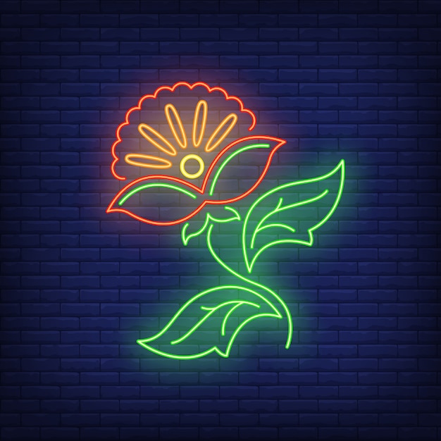 Vetor grátis flor abstrata emblema sinal de néon