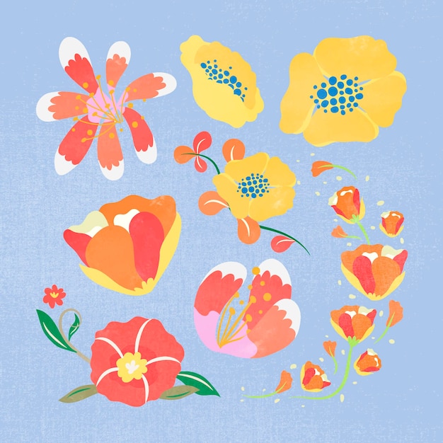 Flor colorida, ilustração em vetor design plano de clipart de primavera
