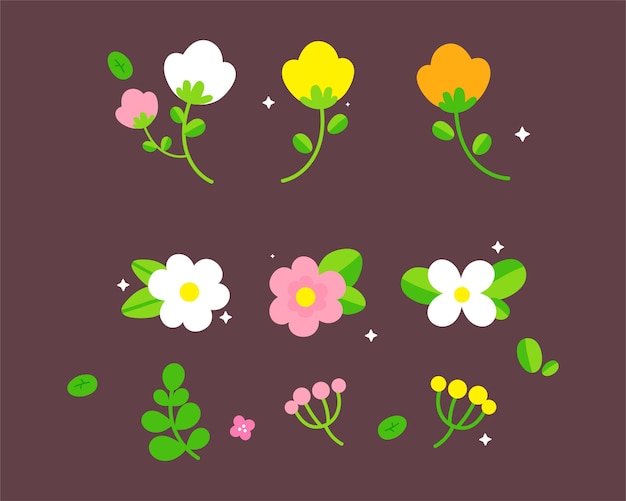 Flor da primavera desenhada à mão, ilustração floral dos desenhos animados