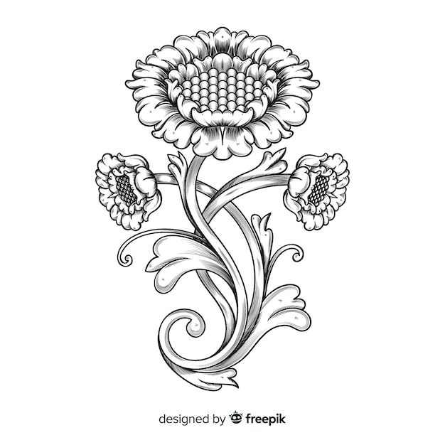 Vetor grátis flor ornamental desenhada de mão