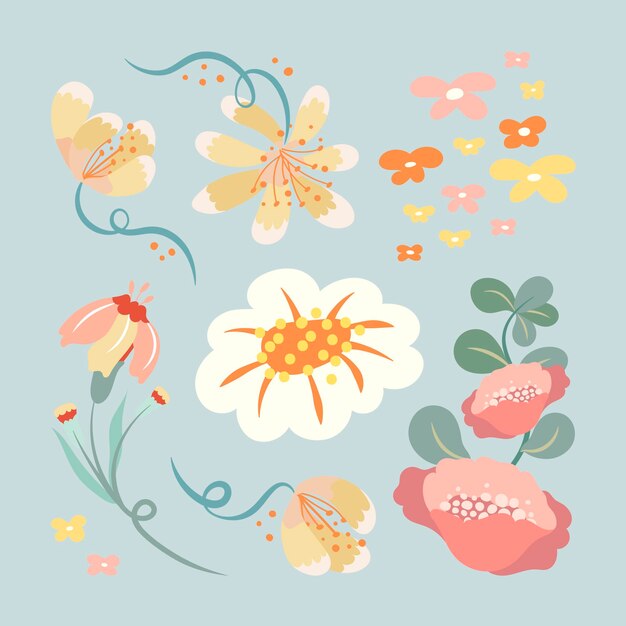 Flor pastel, ilustração em vetor design plano de clipart de primavera