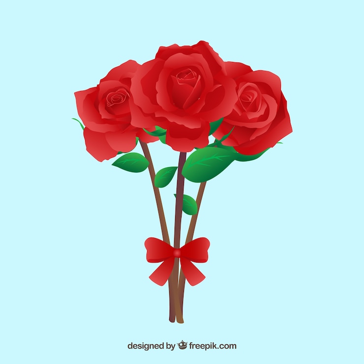 Vetor grátis floração rosas com uma fita vermelha