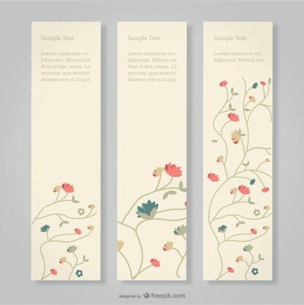 Vetor grátis floral banners set livre