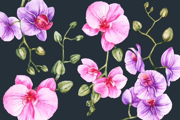 Floral fundo pintado à mão realista