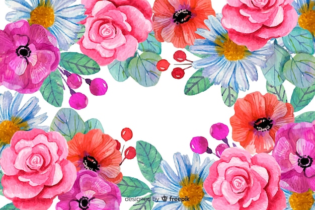 Flores coloridas fundo pintado estilo