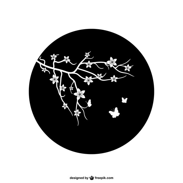 Flores de cerejeira preto e branco