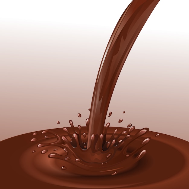 Vetor grátis fluxo de chocolate derretido de sobremesa doces com salpicos de ilustração vetorial de fundo