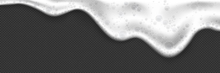 Vetor grátis fluxo de espuma branca em fundo transparente