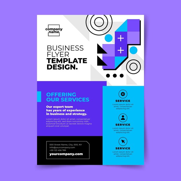 Flyer de negócios de design plano desenhado à mão