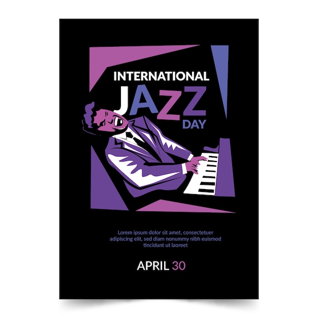 Vetor grátis flyer em design plano para o dia internacional do jazz