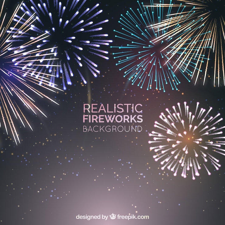 Vetor grátis fogos de artifício realistas
