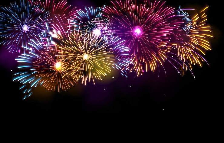Vetor grátis fogos de artifício realistas