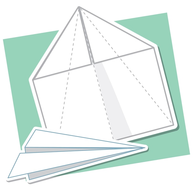 Foguete de origami dobrável em fundo branco