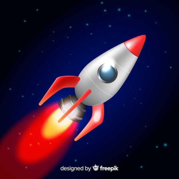 Foguete espacial clássico com design realista