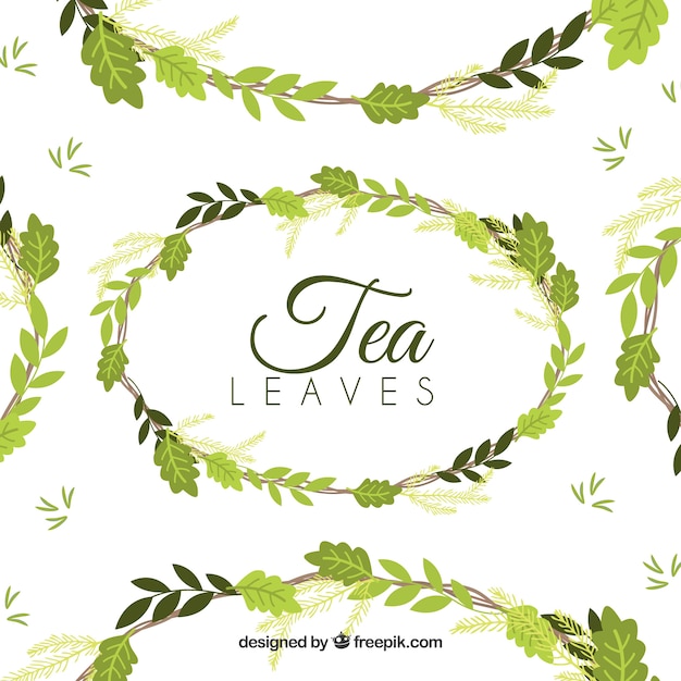 Vetor grátis folhas de chá de fundo com design plano