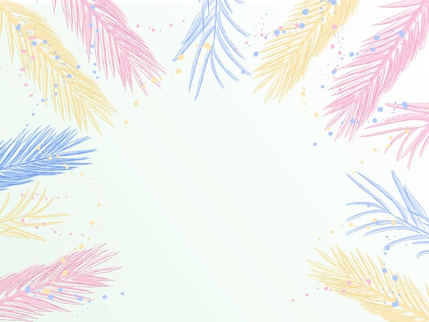 Folhas de palmeira vetor tropical de banner colorido aquarela
