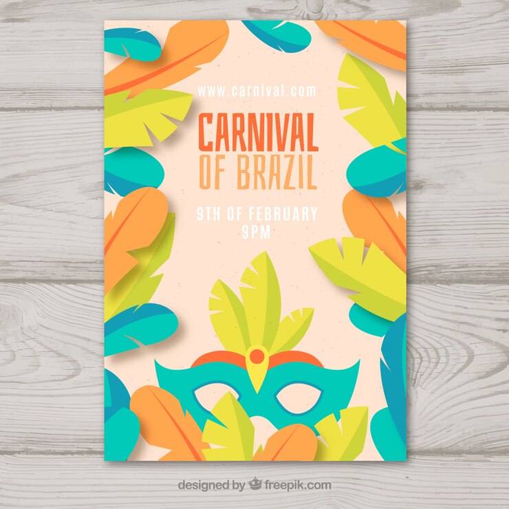 Vetor grátis folheto / cartaz plano do partido de carnaval brasileiro