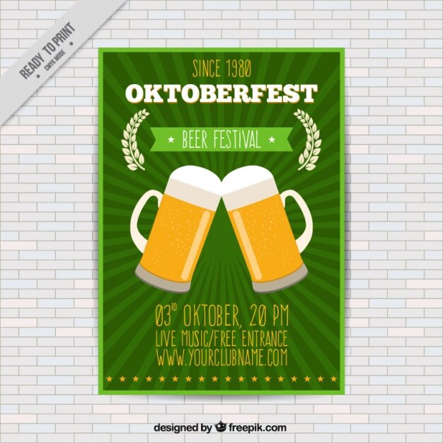 Folheto com duas canecas de cerveja para a Oktoberfest