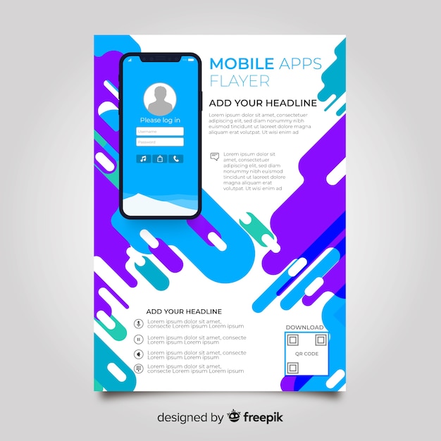 Vetor grátis folheto de aplicativo abstrato celular