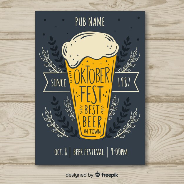 Folheto de cerveja mão desenhada oktoberfest