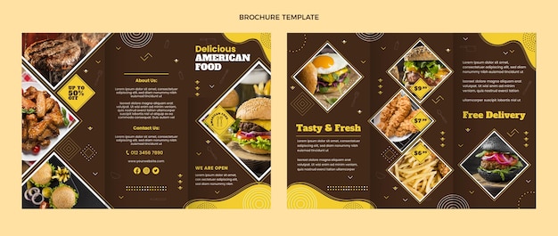 Vetor grátis folheto de comida americana de design plano