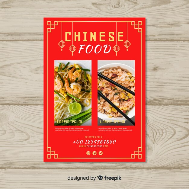 Folheto de comida chinesa