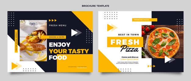 Folheto de comida de design plano