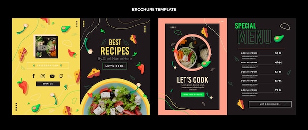 Folheto de comida de design plano