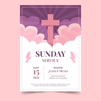 Folheto de design plano da igreja pronto para imprimir