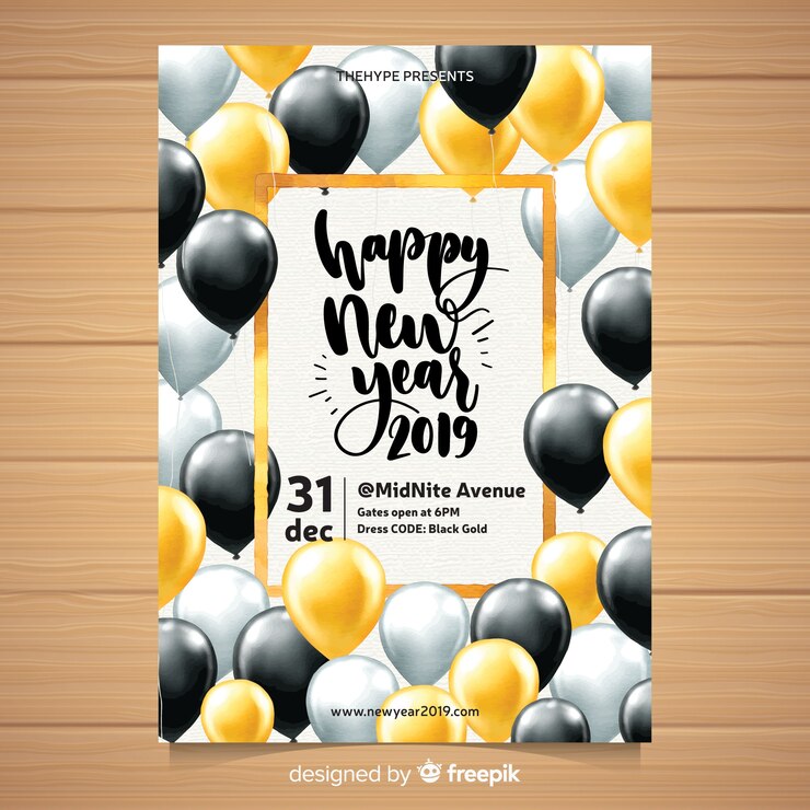 Vetor grátis folheto de festa em aquarela do ano novo 2019