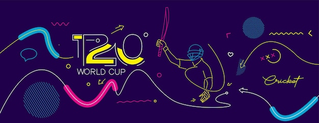 Folheto de modelo de cartaz de campeonato de críquete da copa do mundo T20 design de banner de panfleto decorado