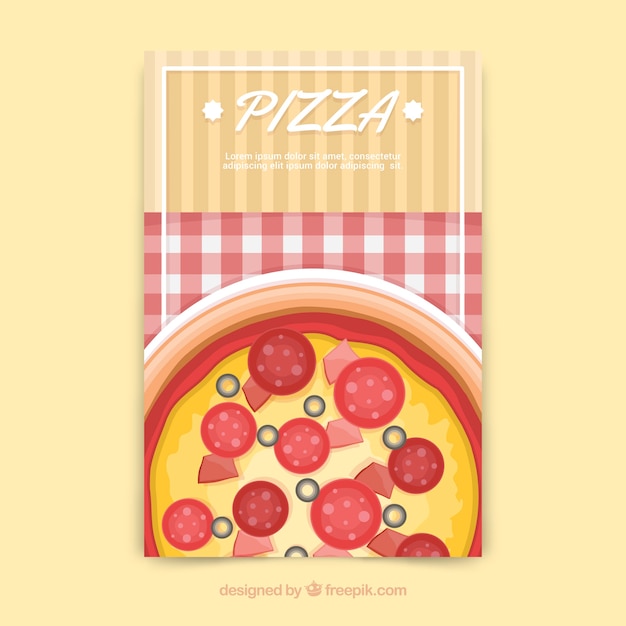 Vetor grátis folheto de pizza e toalha de mesa