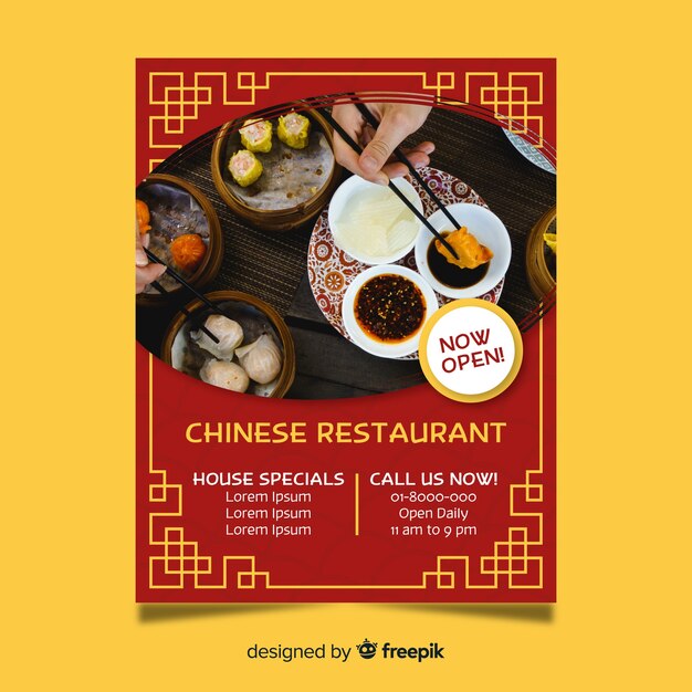 Folheto de restaurante chinês