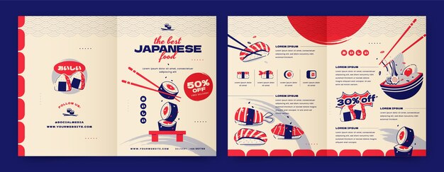Folheto de restaurante japonês desenhado à mão