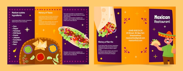 Folheto de restaurante mexicano desenhado à mão