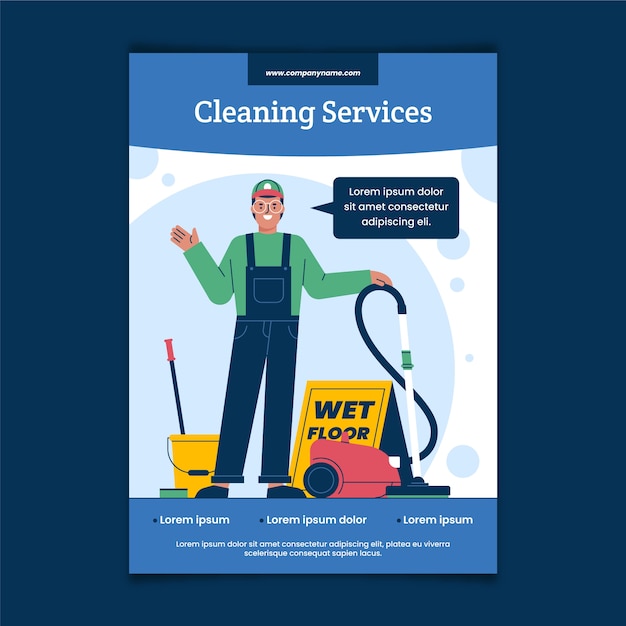 Vetor grátis folheto de serviço de limpeza de design plano