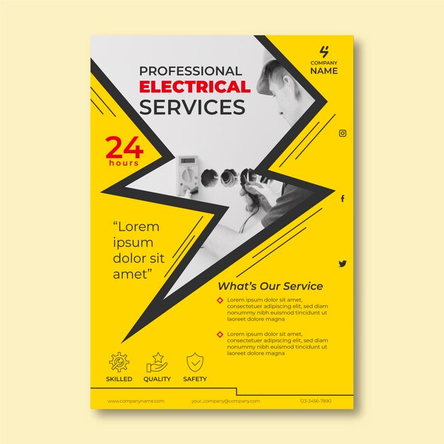 Folheto de serviços elétricos com foto
