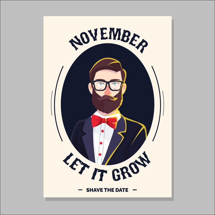 Vetor grátis folheto movember com hipster moderno