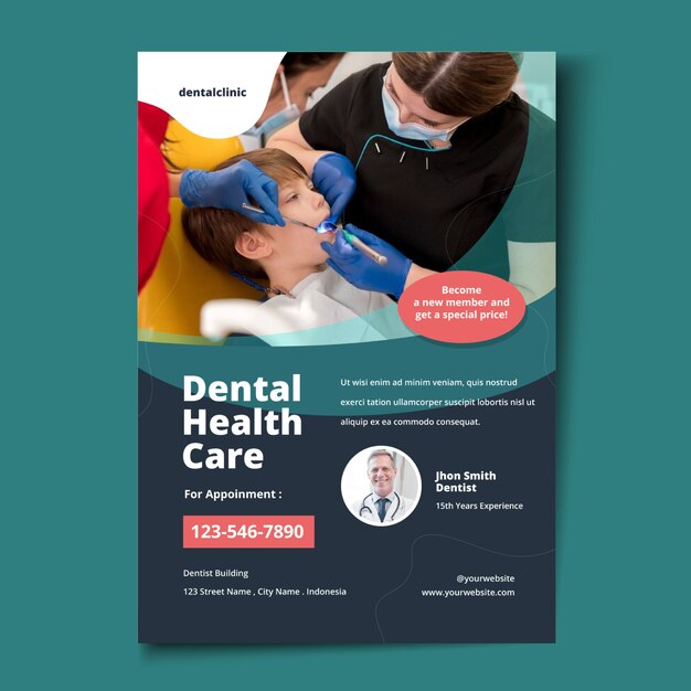Folheto odontológico plano