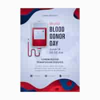 Vetor grátis folheto ou cartaz gradiente do dia mundial do doador de sangue