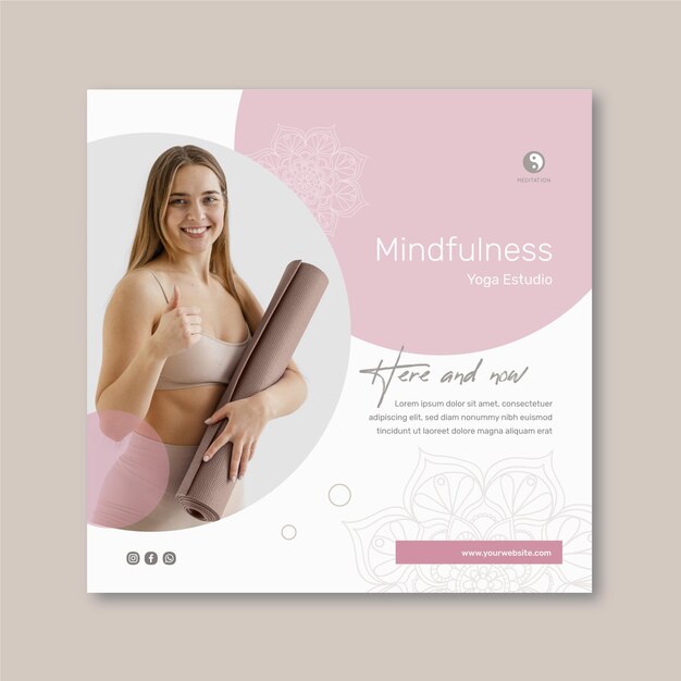 Folheto quadrado de meditação e atenção plena