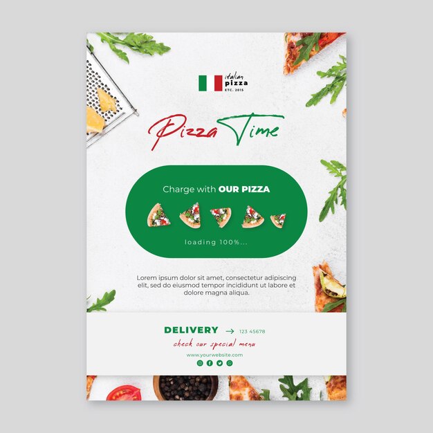 Folheto vertical de comida italiana