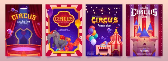 Folhetos de carnaval com tenda de circo