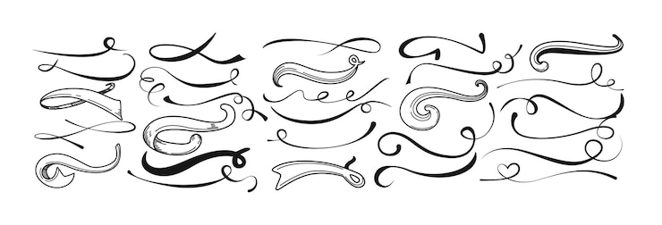 Vetor grátis font de swash caligráfica desenhada à mão com cauda de texto de swoosh preto para o esporte