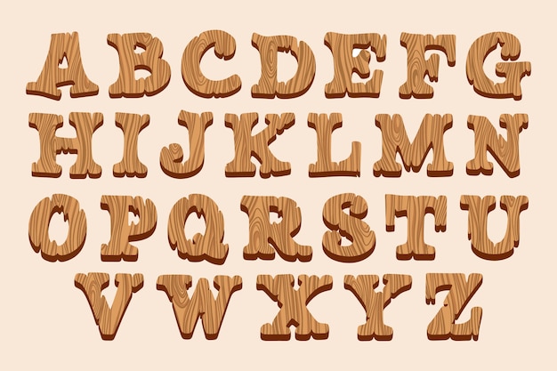 Vetor grátis fonte/alfabeto de madeira plana