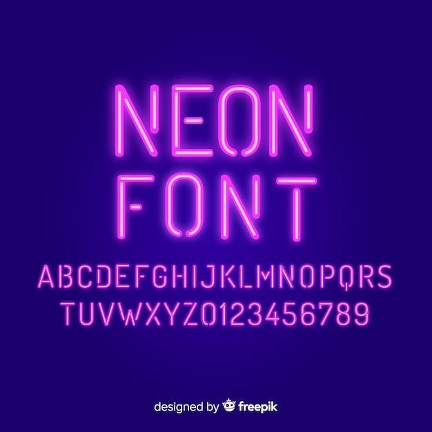 Fonte com alfabeto em estilo neon