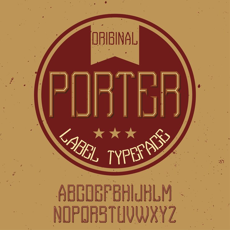Vetor grátis fonte de rótulo vintage chamada porter.