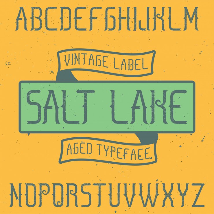 Vetor grátis fonte de rótulo vintage chamada salt lake. bom para usar em qualquer rótulo criativo.