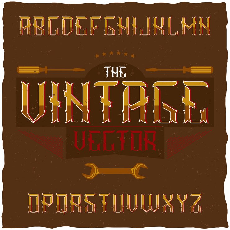 Vetor grátis fonte de rótulo vintage com design de rótulo de amostra. bom para usar em qualquer etiqueta de design retro.